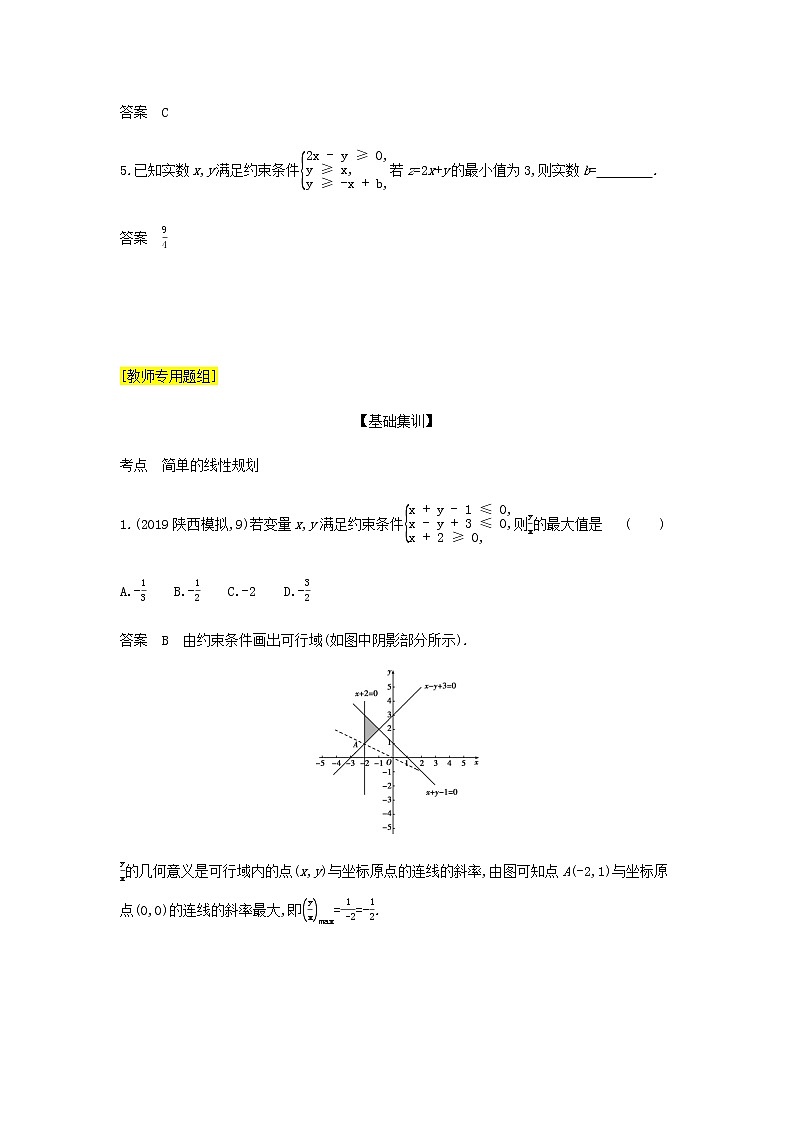 新人教A版高考数学二轮复习专题二不等式2二元一次不等式组与简单的线性规划综合集训含解析第2页