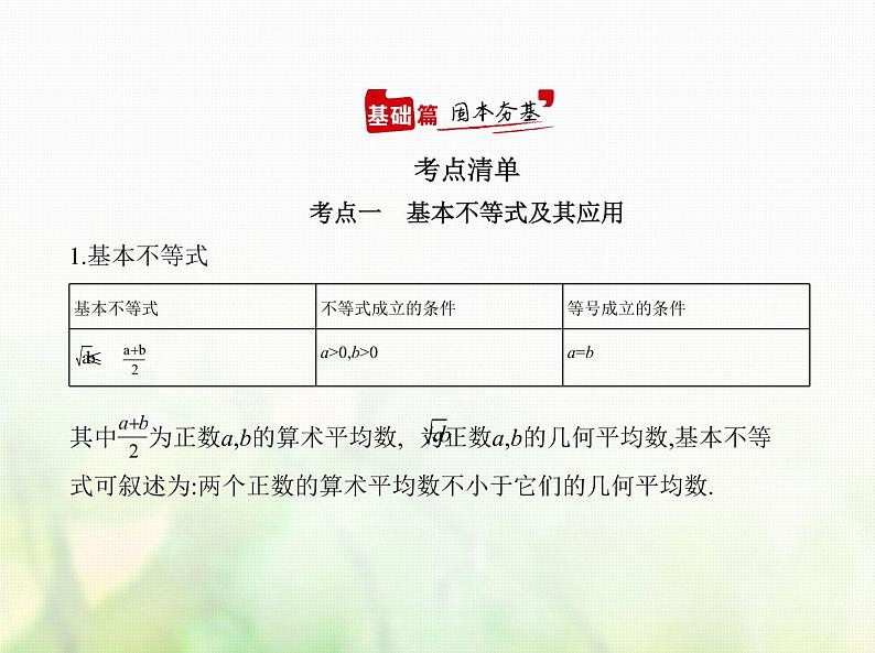 新人教A版高考数学二轮复习专题二不等式3基本不等式与不等式的综合应用综合篇课件第1页