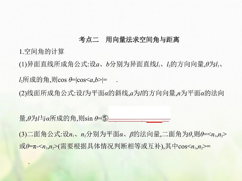 新人教A版高考数学二轮复习专题八立体几何5空间向量及其在立体几何中的应用综合篇课件05