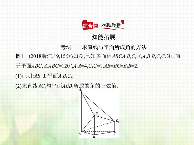 新人教A版高考数学二轮复习专题八立体几何5空间向量及其在立体几何中的应用综合篇课件08