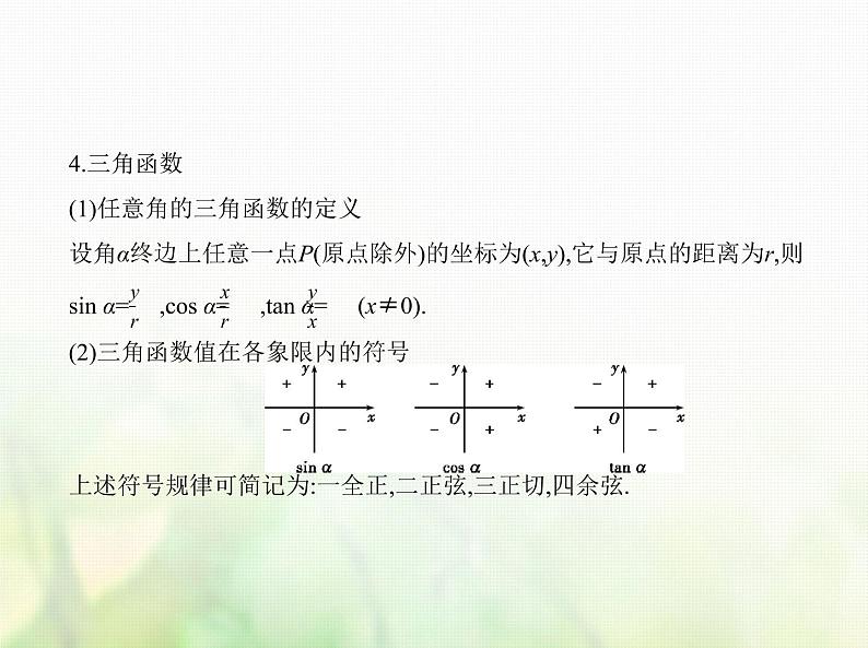 新人教A版高考数学二轮复习专题五三角函数与解三角形1三角函数的概念同角三角函数的基本关系及诱导公式综合篇课件第4页