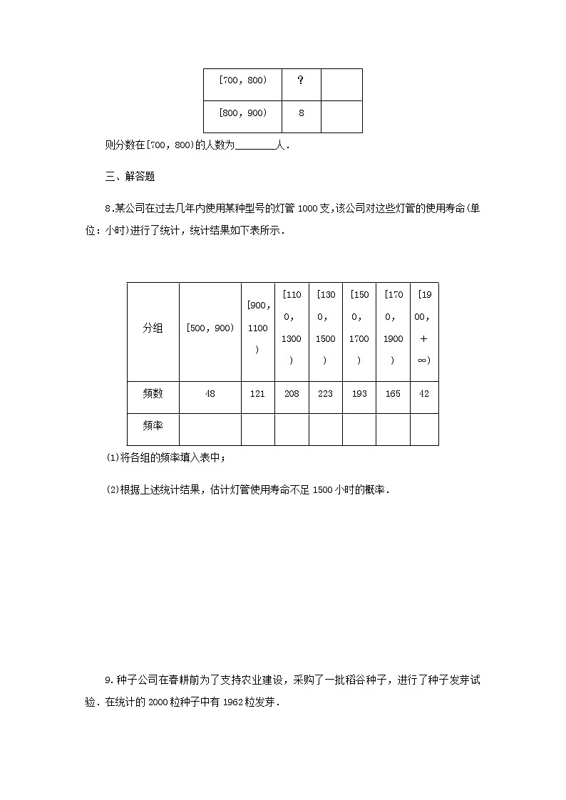 新人教B版高中数学必修第二册课时作业18频率与概率含解析第3页