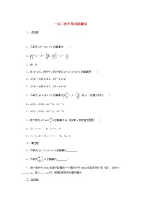 人教B版 (2019)必修 第一册2.2.3 一元二次不等式的解法测试题
