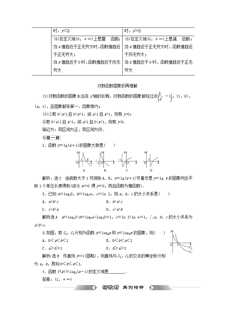 北师大版高中数学必修第一册第四章对数运算与对数函数3.3第1课时对数函数的图象和性质训练含答案第2页