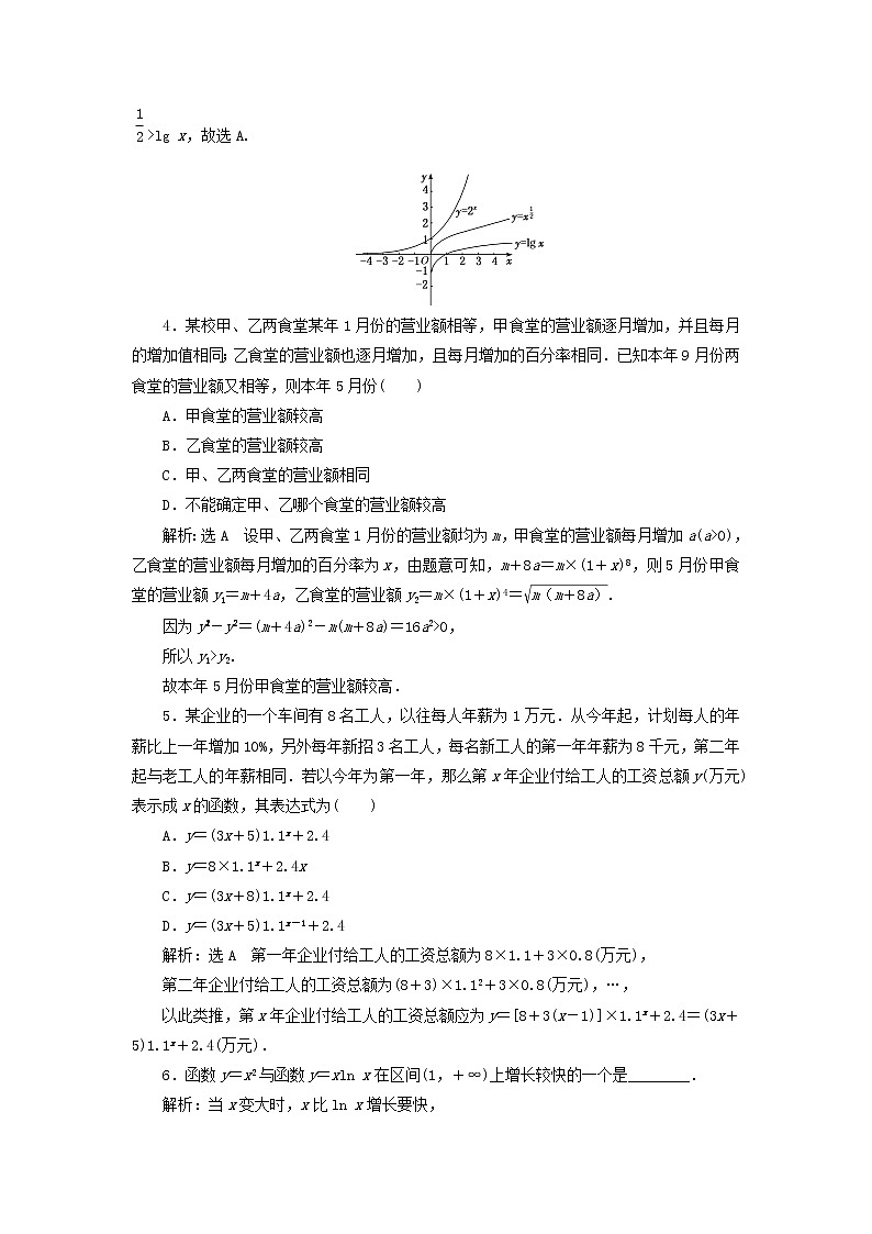 湘教版高中数学必修第一册课时检测34几种函数增长快慢的比较含解析第2页