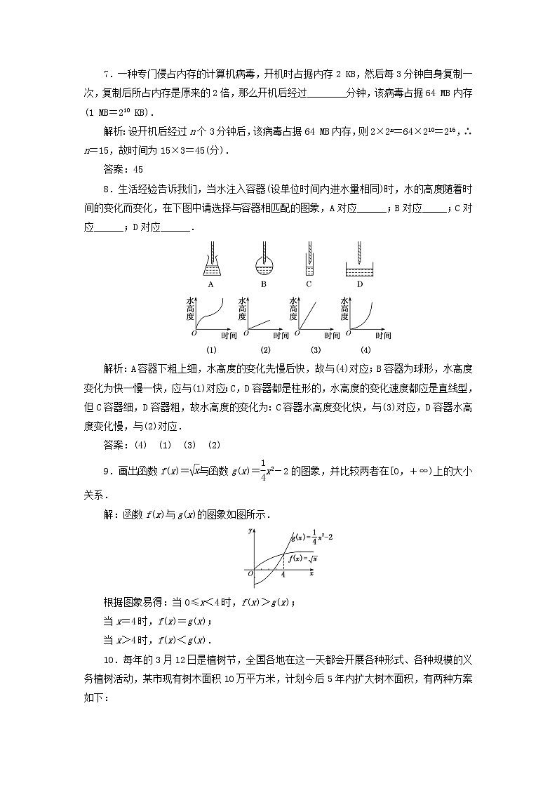 湘教版高中数学必修第一册课时检测34几种函数增长快慢的比较含解析第3页