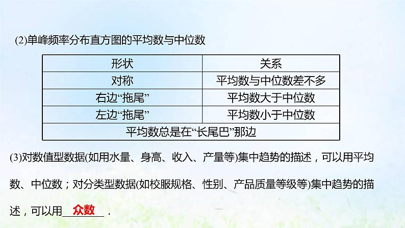 新人教A版高中数学必修第二册第九章统计2.3总体集中趋势的估计2.4总体离散程度的估计课件1第8页