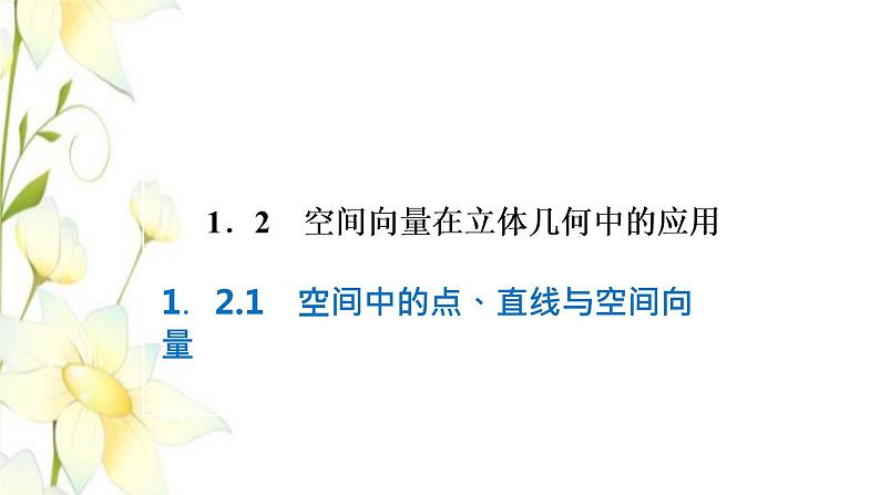 新人教B版高中数学选择性必修第一册第一章空间向量与立体几何2.1空间中的点直线与空间向量课件01