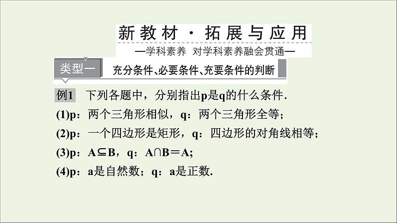 新人教A版高中数学必修第一册第一章集合与常用逻辑用语4充分条件与必要条件课件第8页