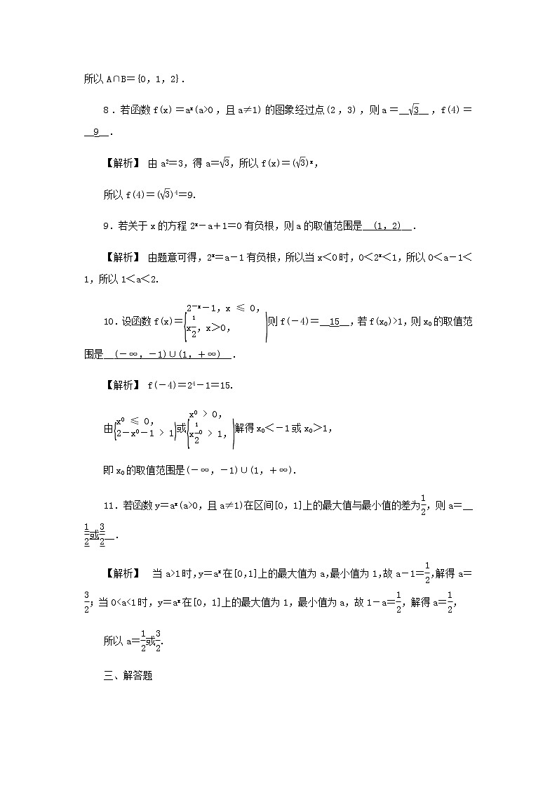 新人教A版高中数学必修第一册高效作业22指数函数的图象和性质含解析 练习03
