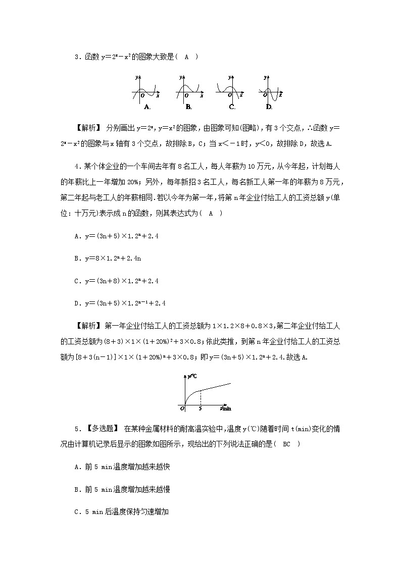 新人教A版高中数学必修第一册高效作业29不同函数增长的差异含解析第2页