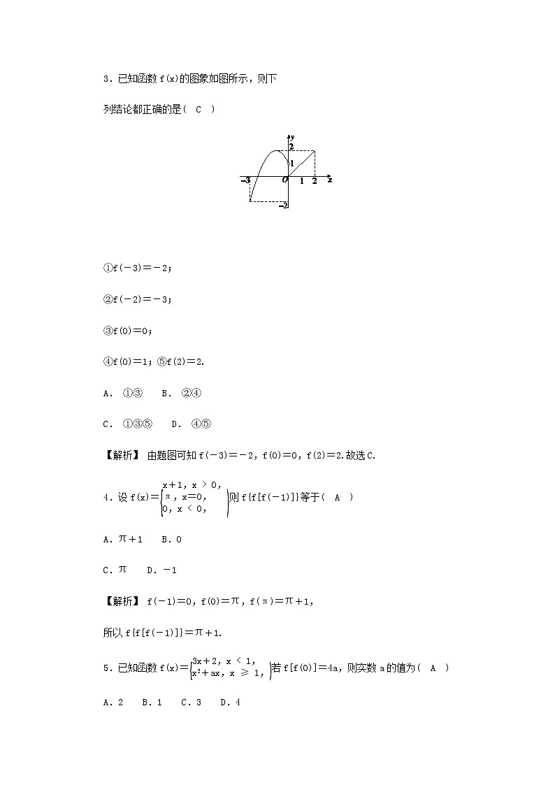 新人教A版高中数学必修第一册高效作业14函数的表示法含解析第2页