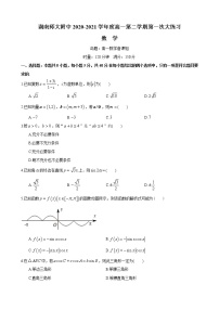 2021湖南师大附中高一下学期第一次大练习数学试题含答案