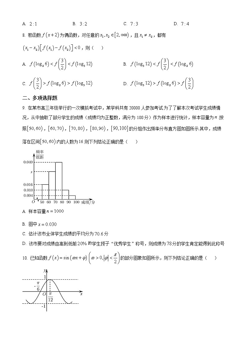 山东省济宁市2022届高三模拟考试（三模）数学试题（原卷版）02