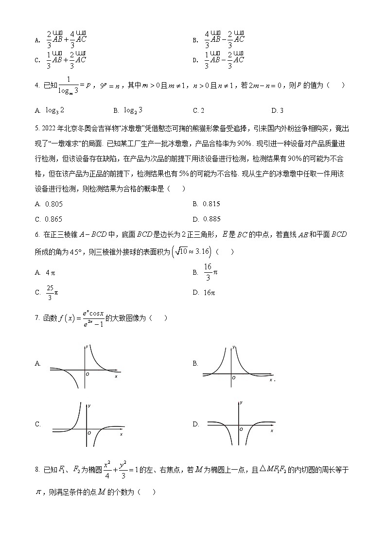 山东省肥城市2022届高三下学期高考适应性训练数学试题（二）（原卷版）第2页