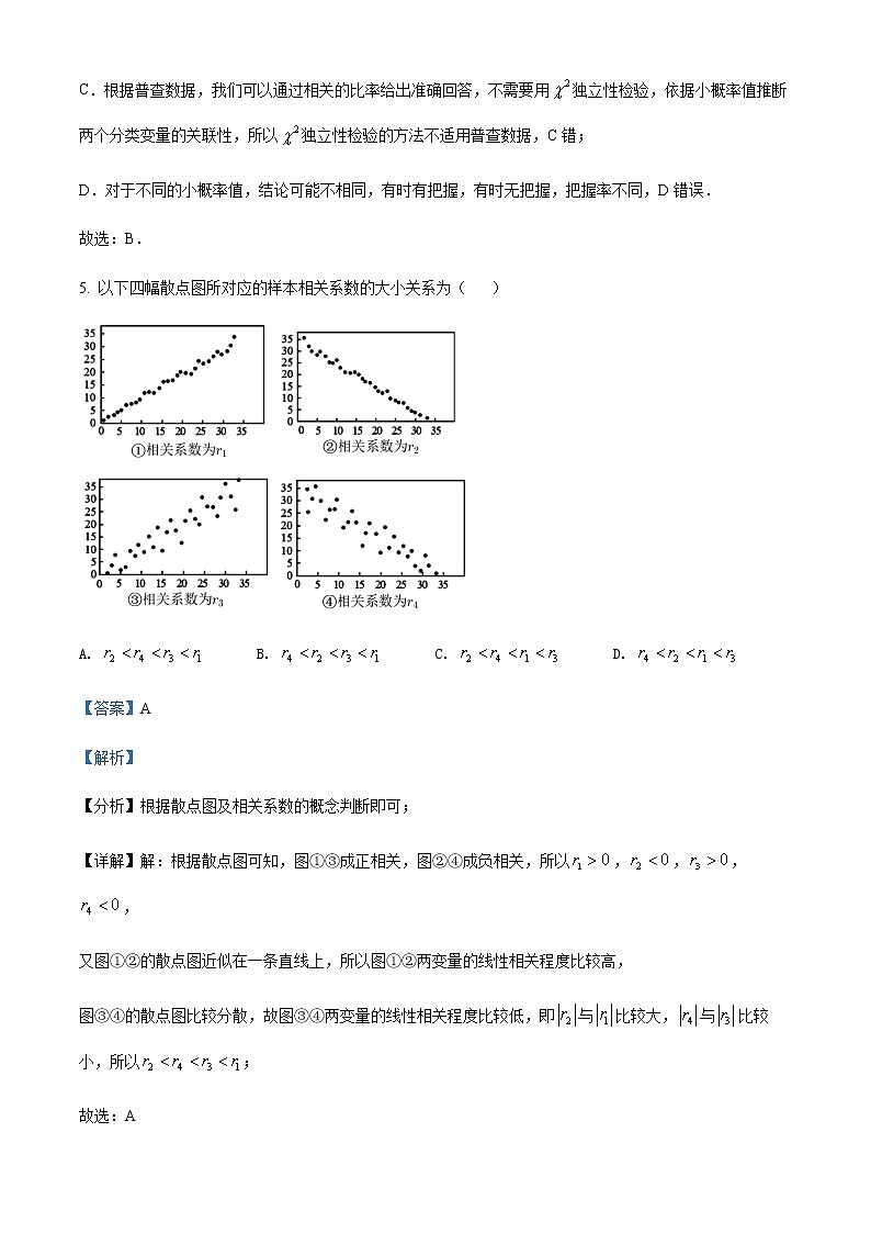 2021-2022学年山西省太原市高二下学期期中考试数学试题含解析03