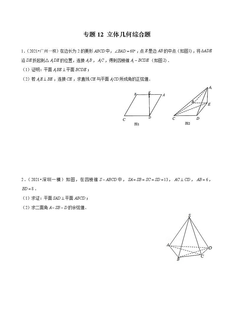 专题12 立体几何综合题（原卷版）第1页