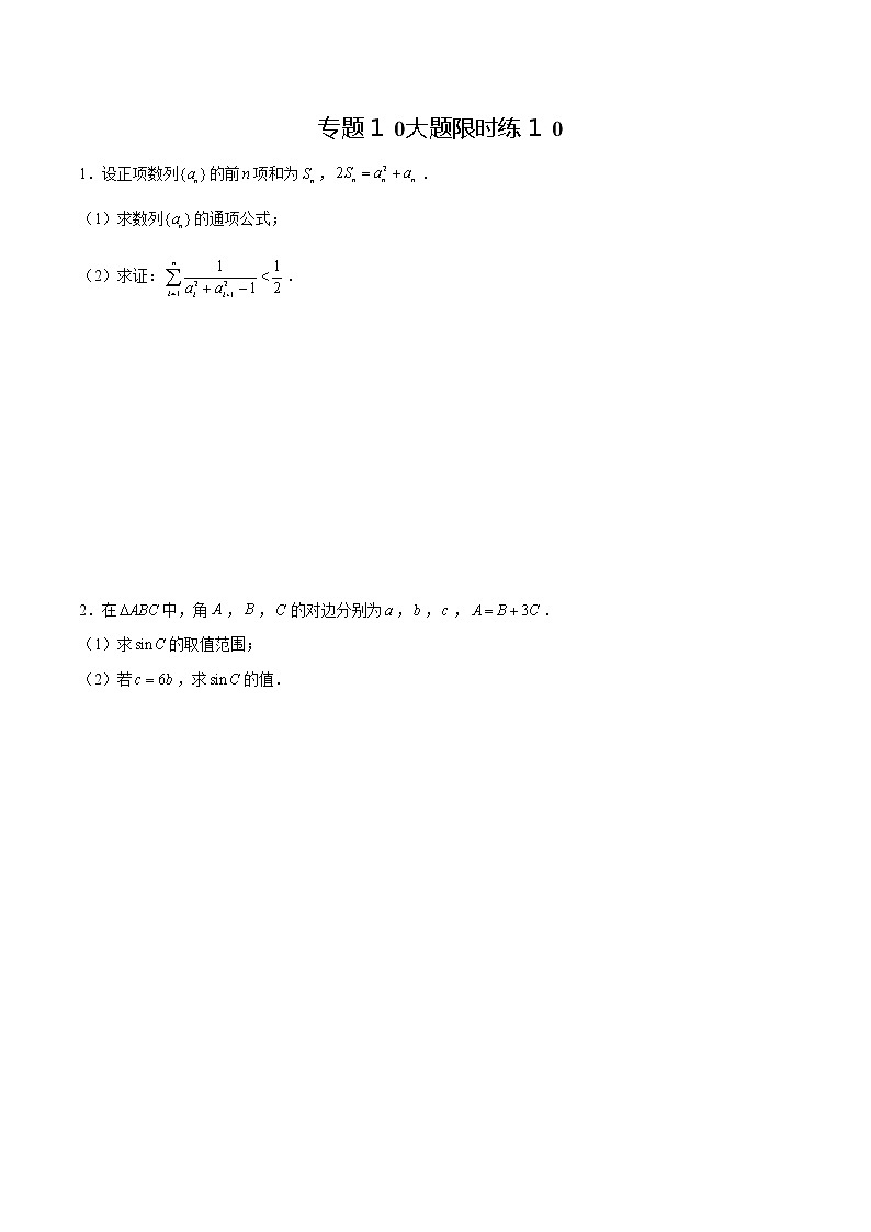 专题10 【大题限时练10】-备战2022年江苏高考数学满分限时题集（原卷版）第1页