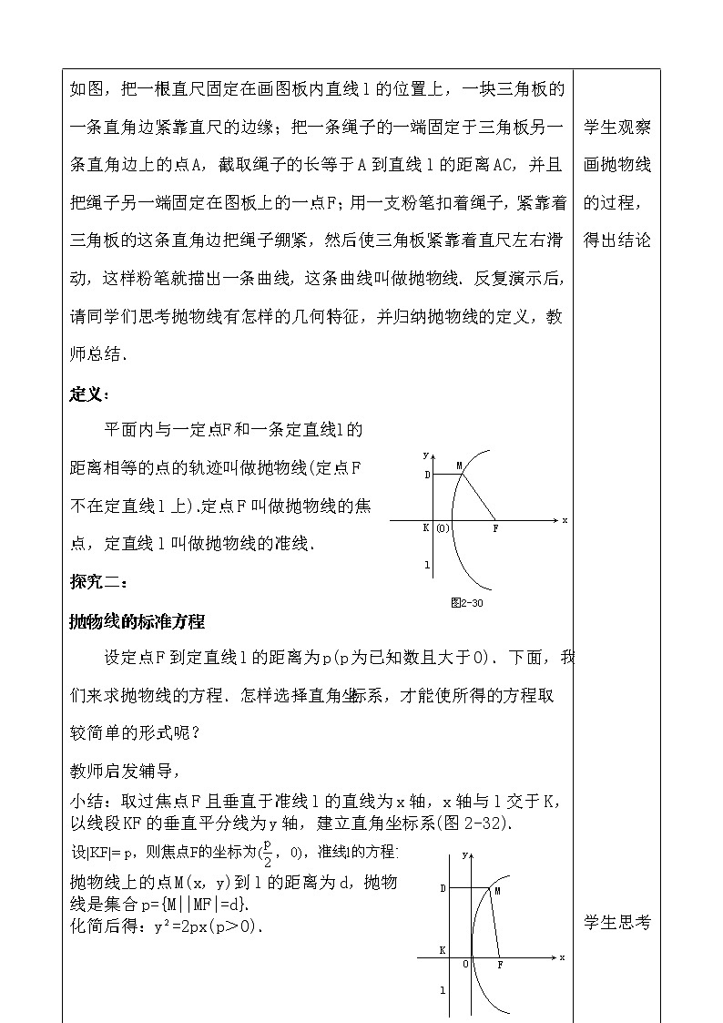 人教版（B版2019课标）高中数学选择性必修一2.7.1抛物线的标准方程  教案第2页