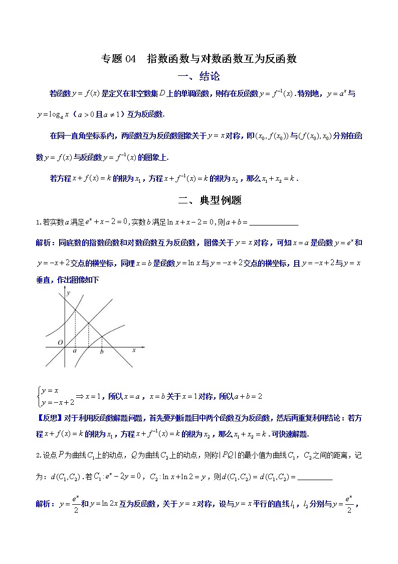 专题04 指数函数与对数函数互为反函数（原卷版）-【二级结论速解】备战2022年高考数学必备考试技能高分领先方案第1页