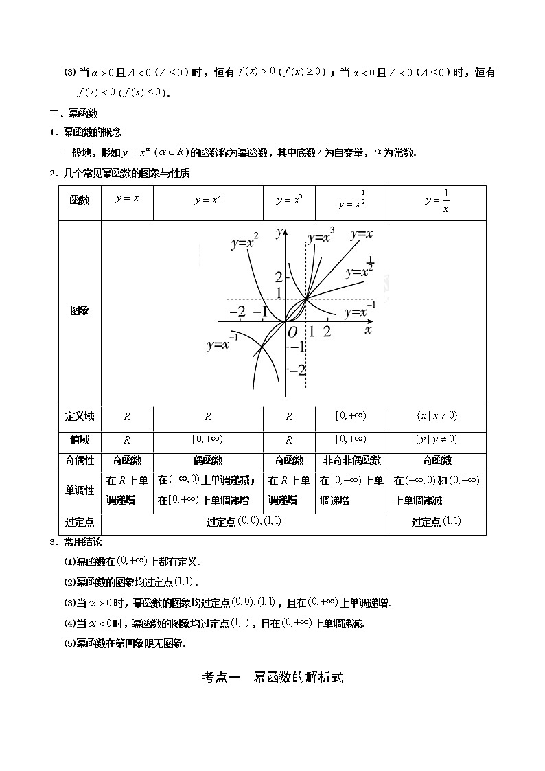 第08讲 二次函数与幂函数-【高考艺术生专用】2022年高考数学一轮复习讲义（原卷版）（基础版，全国通用版） 第2页