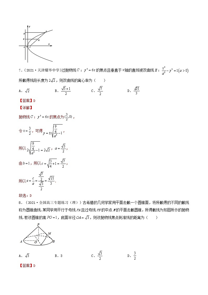 第40讲 抛物线（解析版）-【高考艺术生专用】2022年高考数学一轮复习特训特练（基础版，全国通用版）第3页