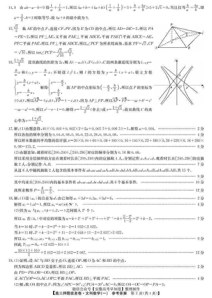22届联盟押题信息卷（老高考） 文数答案第2页