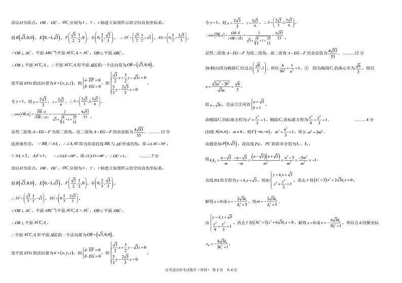 2022成都树德中学高三适应性考试数学（理）PDF版含答案02