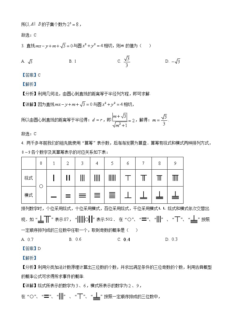 精品解析：江苏省连云港市2022届高三下学期高考前模拟(二)数学试题（解析版）第2页