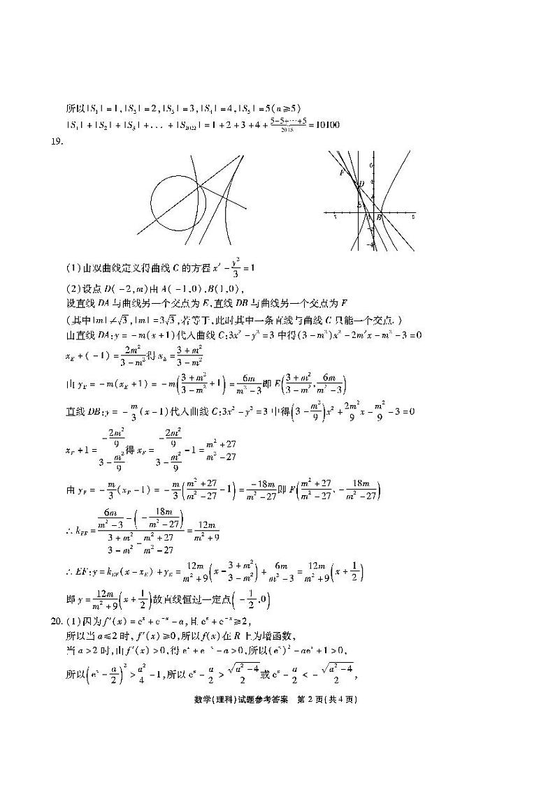 2022合肥168中学最后一卷理数试卷，参考答案及答题卡02