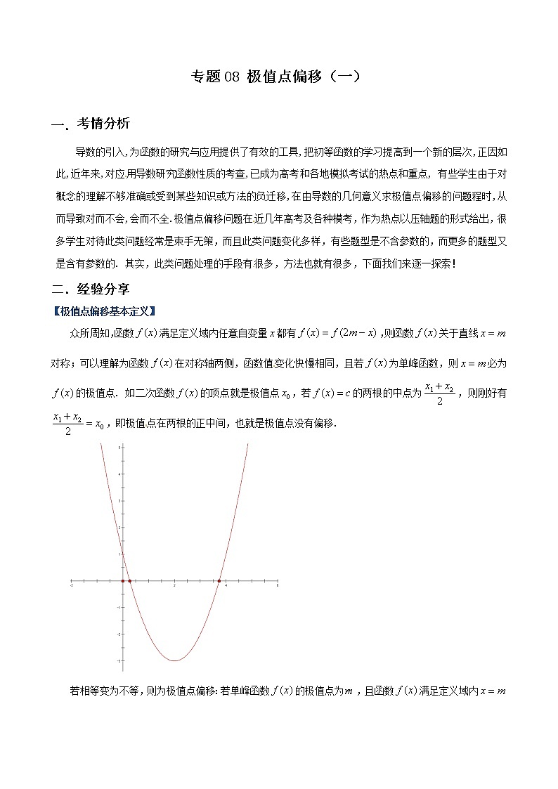 专题08 极值点偏移（一）（原卷版）第1页