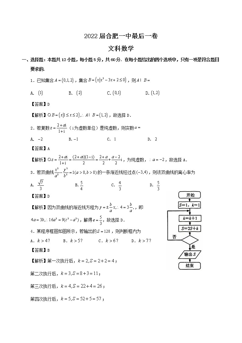 2022文科数学参考答案第1页