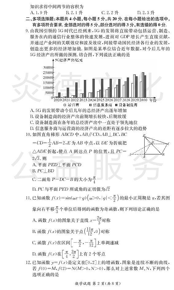 炎德英才大联考长沙市一中2021届高三月考数学试卷及参考答案（一）02