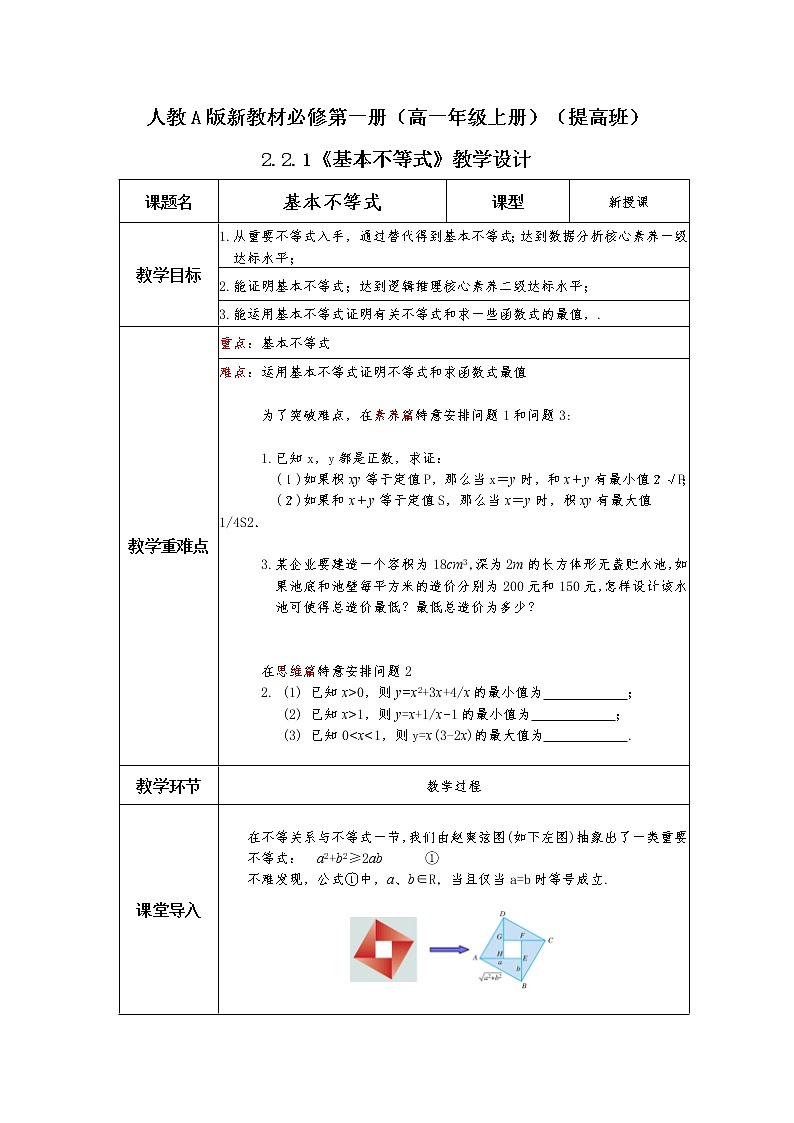 第2章+2.2基本不等式第一课时提高班课件+教案01