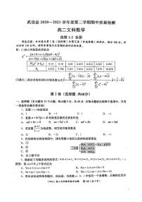2020-2021学年陕西省咸阳市武功县高二下学期期中质量检测文科数学试题 pdf版