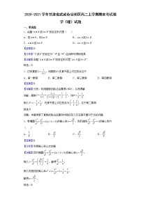 2020-2021学年甘肃省武威市凉州区高二上学期期末考试数学（理）试题（解析版）