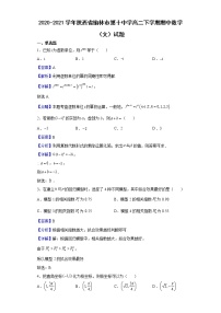 2020-2021学年陕西省榆林市第十中学高二下学期期中数学（文）试题（解析版）