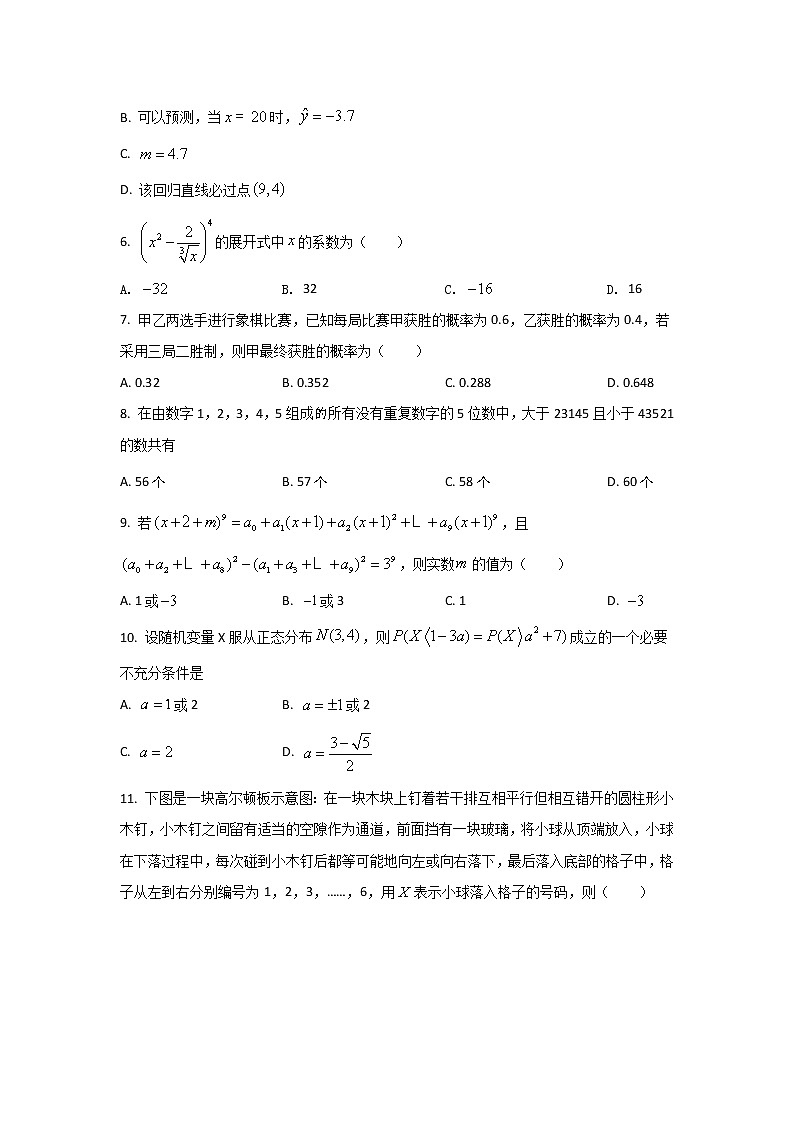 2021-2022学年黑龙江省双鸭山市第一中学高二下学期期中考试数学试题（Word版）02
