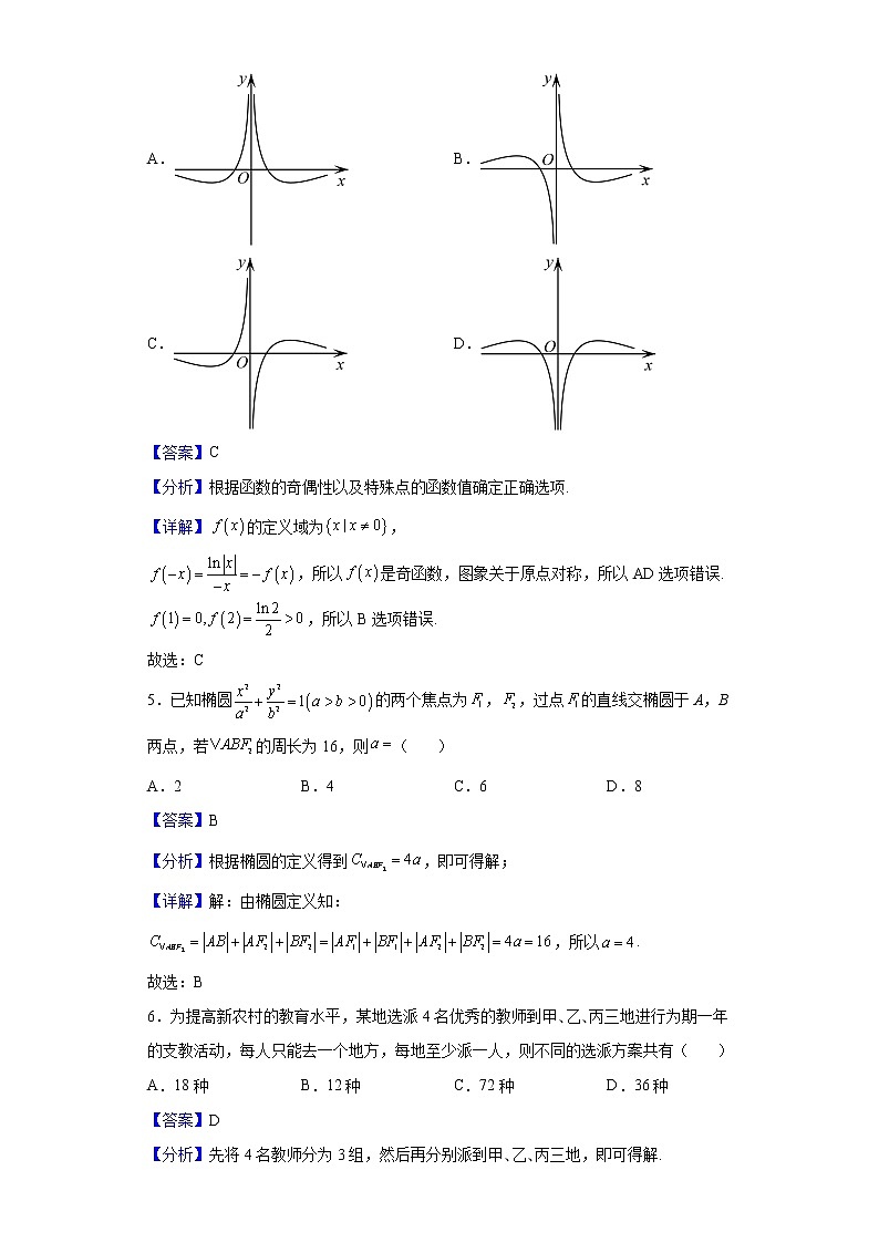2021-2022学年宁夏石嘴山市平罗中学高二下学期第一次月考数学（理）试题（解析版）02