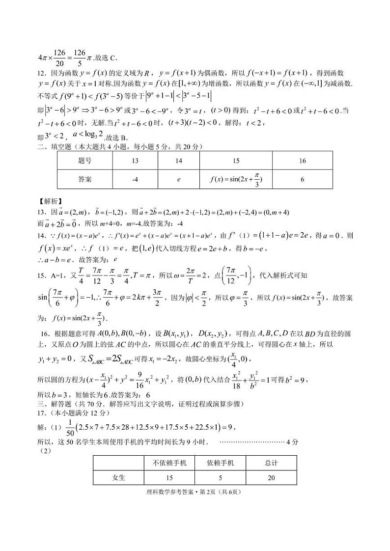 2022 届“韬智杯”高三大联考 数学理科答案第2页