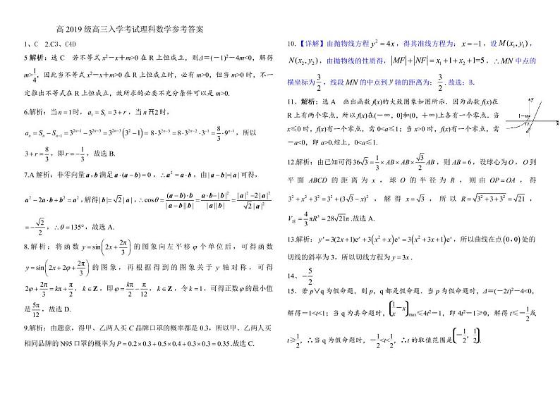 理科数学参考答案(1)第1页