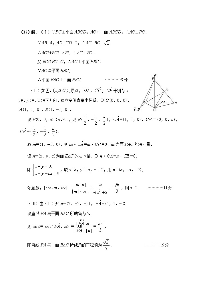 2021届高三年级校级模拟数学参考答案第2页