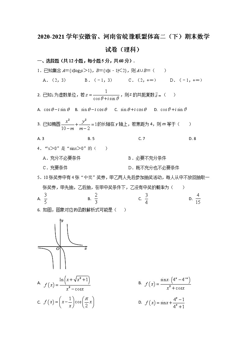 2021【KS5U解析】安徽省、河南省皖豫联盟体高二下学期期末考试联合调研数学（理科）试卷含解析第1页