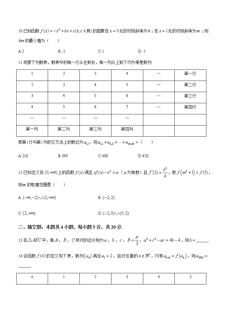 2021平顶山高二下学期期末数学文科试题试题含答案第3页