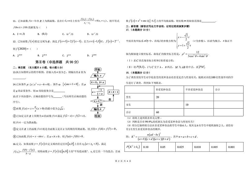数学（文）试卷第2页