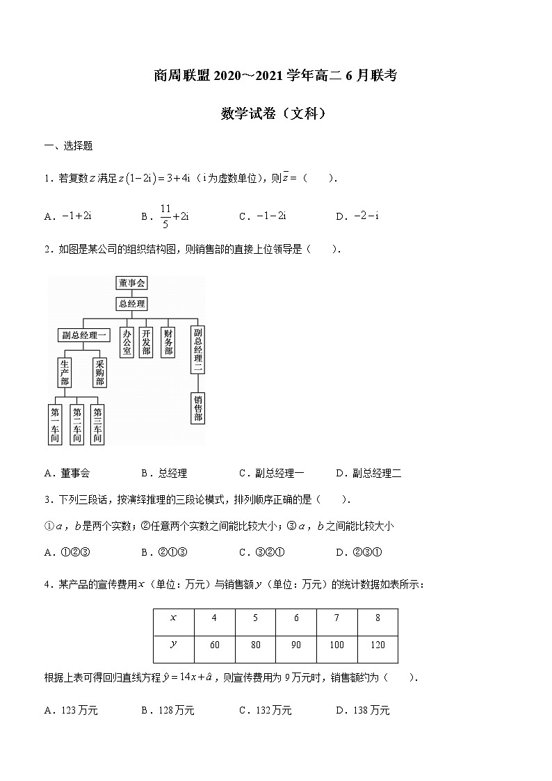 2021河南省商周联盟高二下学期6月联考数学文科试题含答案第1页