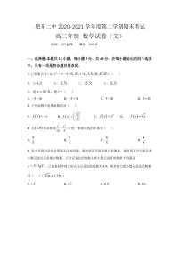 2021肥东县二中高二下学期期末考试数学（文）试题PDF版含答案