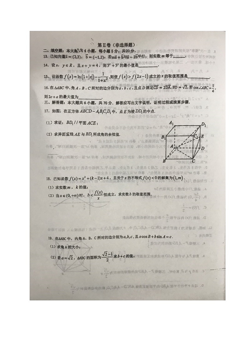 2021岳阳一中高一下学期期末考试数学试题（图片版）扫描版含答案第3页