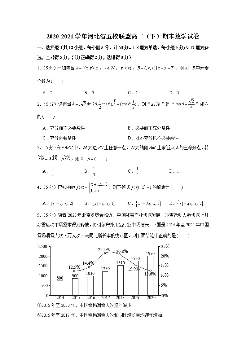 2020-2021学年河北省五校联盟高二（下）期末数学试卷第1页