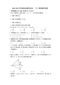 湖北省黄冈市2020-2021学年高一下学期期末考试调研考试数学试卷及参考答案